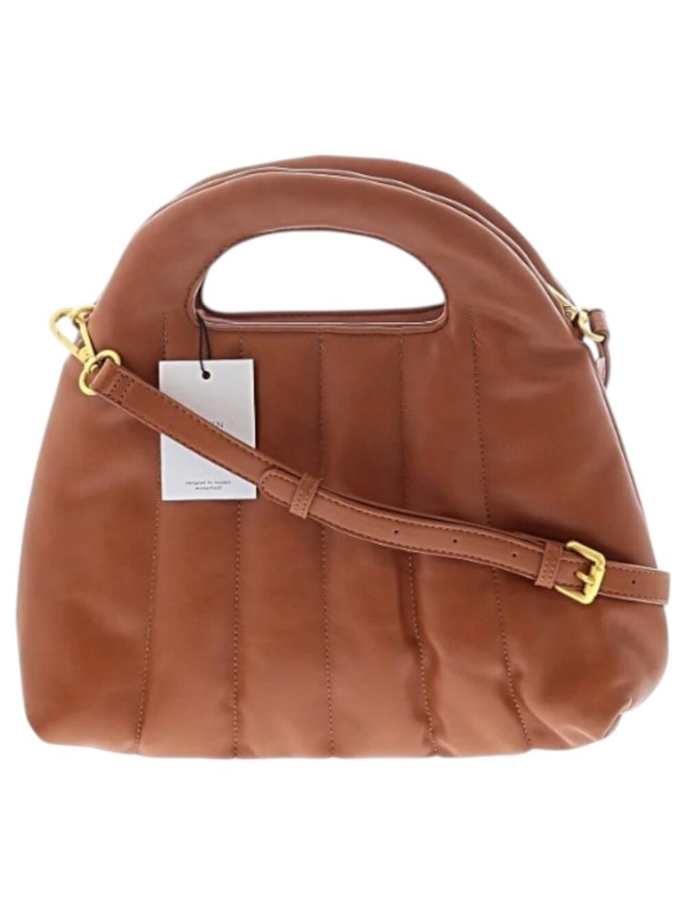 NWT! FAWN Design The Quilted Handbag Crossbody Shoulder Puffy Brown Matte Purse